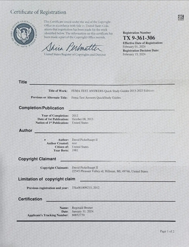 SAMPLE PAGE DMCA NOTICE OF  copyright ownership Fema Test Answers Official Site